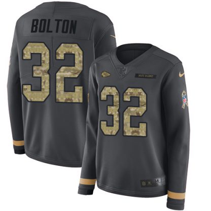 Nike Kansas City Chiefs #32 Nick Bolton Anthracite Salute to Service Women's Stitched NFL Limited Therma Long Sleeve Jersey