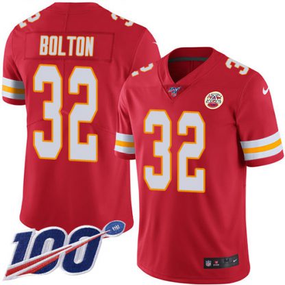 Nike Kansas City Chiefs #32 Nick Bolton Red Team Color Youth Stitched NFL 100th Season Vapor Limited Jersey