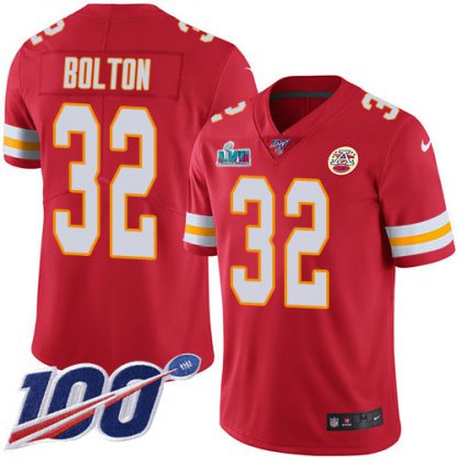 Nike Kansas City Chiefs #32 Nick Bolton Red Team Color Super Bowl LVII Patch Men's Stitched NFL 100th Season Vapor Limited Jersey