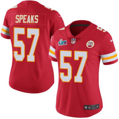 Nike Kansas City Chiefs #57 Orlando Brown Jr. Red Team Color Super Bowl LVII Patch Women's Stitched NFL Vapor Untouchable Limited Jersey