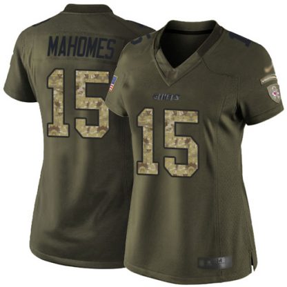 Nike Kansas City Chiefs #15 Patrick Mahomes Green Women's Stitched NFL Limited 2015 Salute to Service Jersey