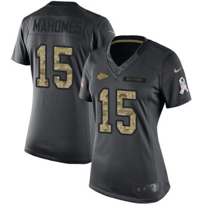 Nike Kansas City Chiefs #15 Patrick Mahomes Black Women's Stitched NFL Limited 2016 Salute to Service Jersey