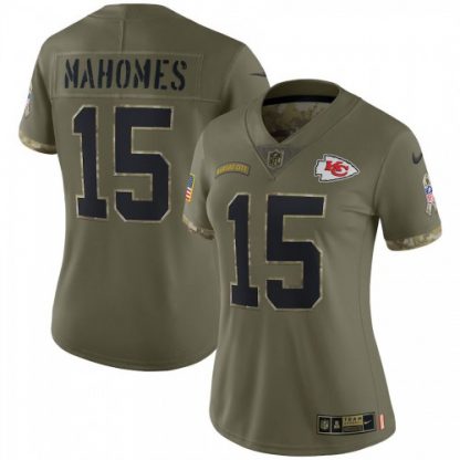 Kansas City Kansas City Chiefs #15 Patrick Mahomes Nike Women's 2022 Salute To Service Limited Jersey - Olive
