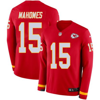 Nike Kansas City Chiefs #15 Patrick Mahomes Red Team Color Youth Stitched NFL Limited Therma Long Sleeve Jersey