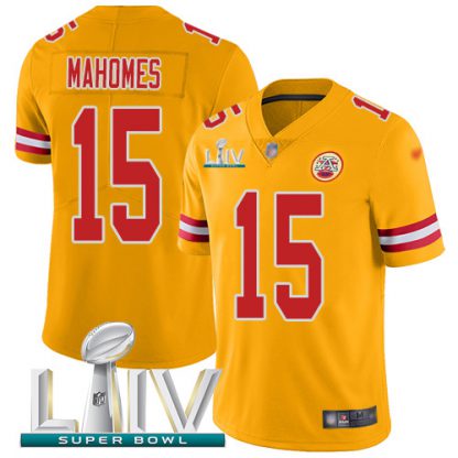 Nike Kansas City Chiefs #15 Patrick Mahomes Gold Super Bowl LIV 2020 Youth Stitched NFL Limited Inverted Legend Jersey