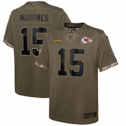 Kansas City Kansas City Chiefs #15 Patrick Mahomes Nike Youth 2022 Salute To Service Limited Jersey - Olive