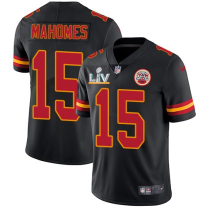 Nike Kansas City Chiefs #15 Patrick Mahomes Black Men's Super Bowl LV Bound Stitched NFL Limited Rush Jersey