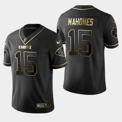Kansas City Kansas City Chiefs #15 Patrick Mahomes Vapor Limited Black Golden Jersey