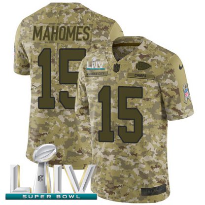 Nike Kansas City Chiefs #15 Patrick Mahomes Camo Super Bowl LIV 2020 Men's Stitched NFL Limited 2018 Salute To Service Jersey