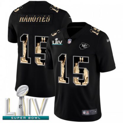 Kansas City Kansas City Chiefs #15 Patrick Mahomes Carbon Black Super Bowl LIV 2020 Vapor Statue Of Liberty Limited NFL Jersey