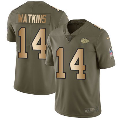 Nike Kansas City Chiefs #14 Sammy Watkins Olive/Gold Youth Stitched NFL Limited 2017 Salute to Service Jersey