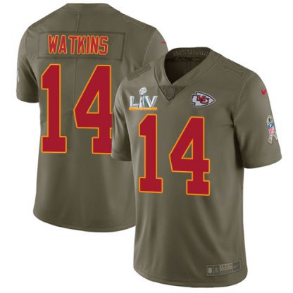 Nike Kansas City Chiefs #14 Sammy Watkins Olive Youth Super Bowl LV Bound Stitched NFL Limited 2017 Salute To Service Jersey