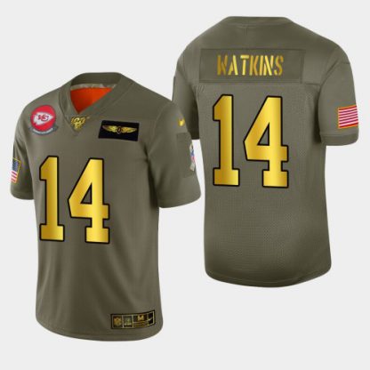 Kansas City Kansas City Chiefs #14 Sammy Watkins Men's Nike Olive Gold 2019 Salute to Service Limited NFL 100 Jersey