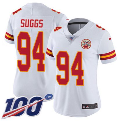 Nike Kansas City Chiefs #94 Terrell Suggs White Women's Stitched NFL 100th Season Vapor Untouchable Limited Jersey