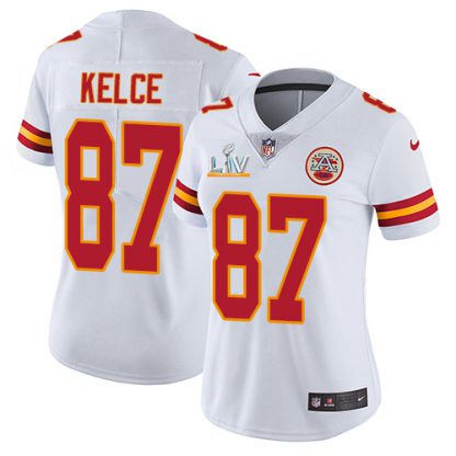 Nike Kansas City Chiefs #87 Travis Kelce White Women's Super Bowl LV Bound Stitched NFL Vapor Untouchable Limited Jersey