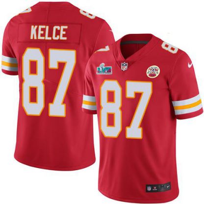 Nike Kansas City Chiefs #87 Travis Kelce Red Team Color Super Bowl LVII Patch Youth Stitched NFL Vapor Untouchable Limited Jersey
