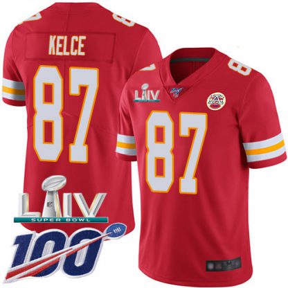 Nike Kansas City Chiefs #87 Travis Kelce Red Super Bowl LIV 2020 Team Color Youth Stitched NFL 100th Season Vapor Untouchable Limited Jersey