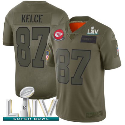 Nike Kansas City Chiefs #87 Travis Kelce Camo Super Bowl LIV 2020 Youth Stitched NFL Limited 2019 Salute To Service Jersey