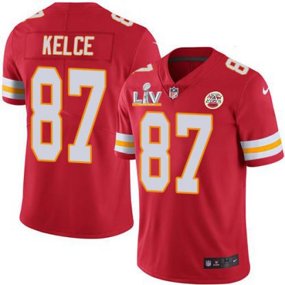Nike Kansas City Chiefs #87 Travis Kelce Red Team Color Men's Super Bowl LV Bound Stitched NFL Vapor Untouchable Limited Jersey