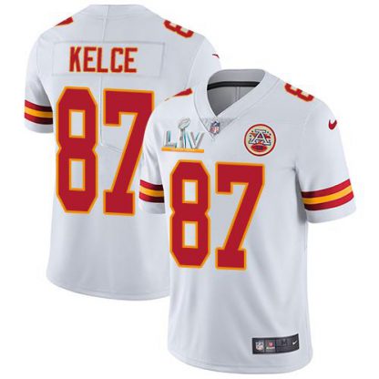 Nike Kansas City Chiefs #87 Travis Kelce White Men's Super Bowl LV Bound Stitched NFL Vapor Untouchable Limited Jersey