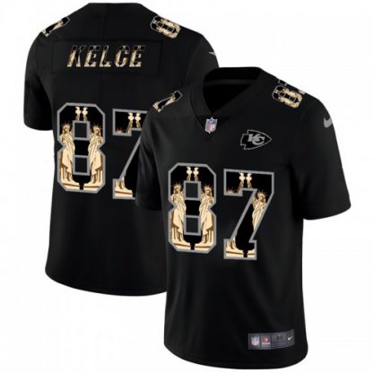 Kansas City Kansas City Chiefs #87 Travis Kelce Carbon Black Vapor Statue Of Liberty Limited NFL Jersey