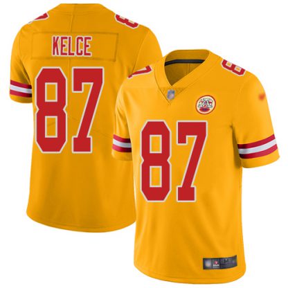 Nike Kansas City Chiefs #87 Travis Kelce Gold Men's Stitched NFL Limited Inverted Legend Jersey