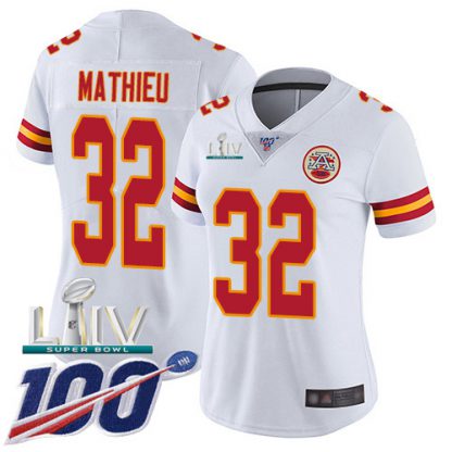 Nike Kansas City Chiefs #32 Tyrann Mathieu White Super Bowl LIV 2020 Women's Stitched NFL 100th Season Vapor Untouchable Limited Jersey