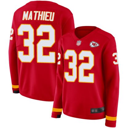 Nike Kansas City Chiefs #32 Tyrann Mathieu Red Team Color Women's Stitched NFL Limited Therma Long Sleeve Jersey