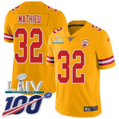 Nike Kansas City Chiefs #32 Tyrann Mathieu Gold Super Bowl LIV 2020 Men's Stitched NFL Limited Inverted Legend 100th Season Jersey
