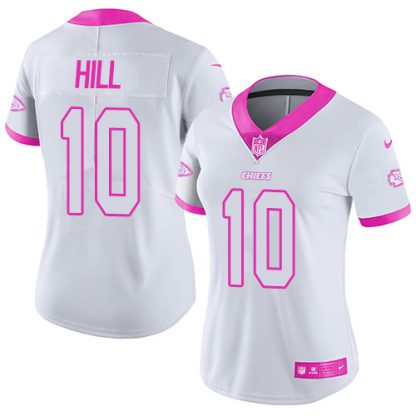 Nike Kansas City Chiefs #10 Tyreek Hill White/Pink Women's Stitched NFL Limited Rush Fashion Jersey