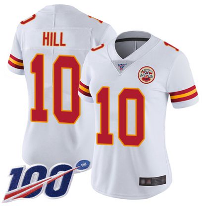 Nike Kansas City Chiefs #10 Tyreek Hill White Women's Stitched NFL 100th Season Vapor Limited Jersey