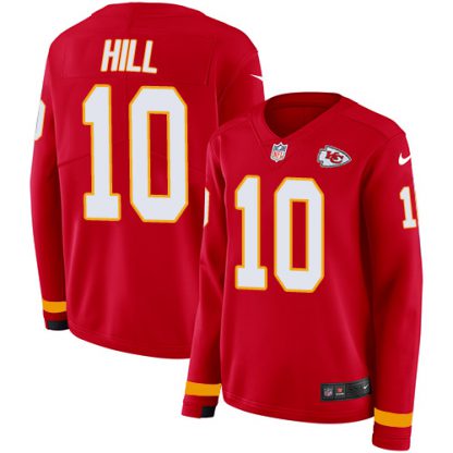 Nike Kansas City Chiefs #10 Tyreek Hill Red Team Color Women's Stitched NFL Limited Therma Long Sleeve Jersey