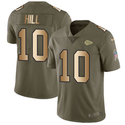 Nike Kansas City Chiefs #10 Tyreek Hill Olive/Gold Youth Stitched NFL Limited 2017 Salute to Service Jersey