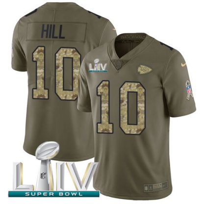 Nike Kansas City Chiefs #10 Tyreek Hill Olive/Camo Super Bowl LIV 2020 Youth Stitched NFL Limited 2017 Salute To Service Jersey