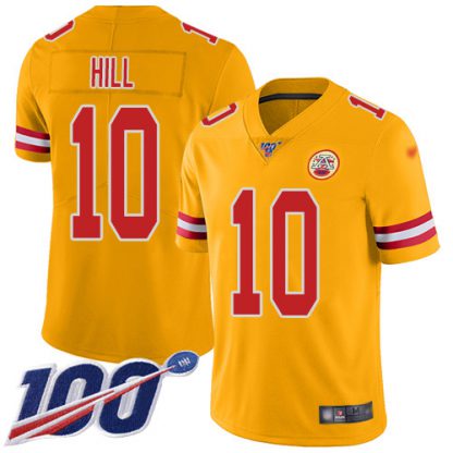 Nike Kansas City Chiefs #10 Tyreek Hill Gold Men's Stitched NFL Limited Inverted Legend 100th Season Jersey