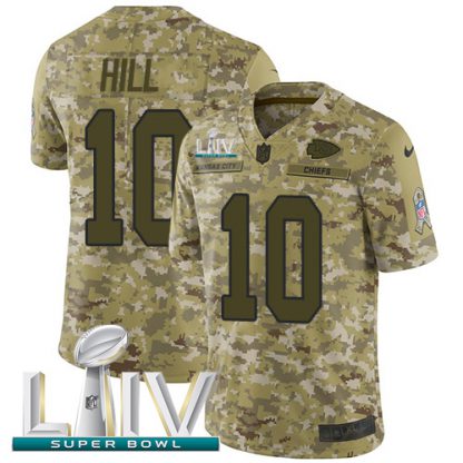 Nike Kansas City Chiefs #10 Tyreek Hill Camo Super Bowl LIV 2020 Men's Stitched NFL Limited 2018 Salute To Service Jersey
