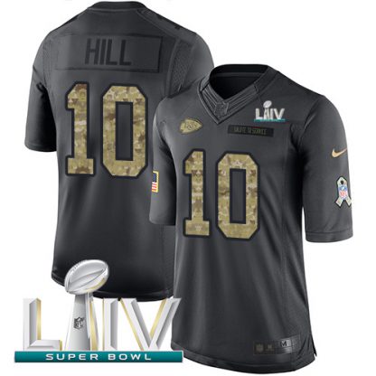 Nike Kansas City Chiefs #10 Tyreek Hill Black Super Bowl LIV 2020 Men's Stitched NFL Limited 2016 Salute to Service Jersey