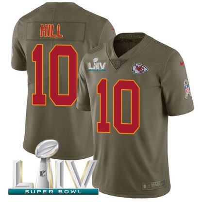 Nike Kansas City Chiefs #10 Tyreek Hill Olive Super Bowl LIV 2020 Men's Stitched NFL Limited 2017 Salute To Service Jersey
