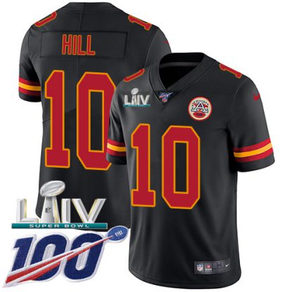 Nike Kansas City Chiefs #10 Tyreek Hill Black Super Bowl LIV 2020 Men's Stitched NFL Limited Rush 100th Season Jersey