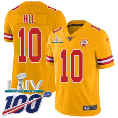 Nike Kansas City Chiefs #10 Tyreek Hill Gold Super Bowl LIV 2020 Men's Stitched NFL Limited Inverted Legend 100th Season Jersey