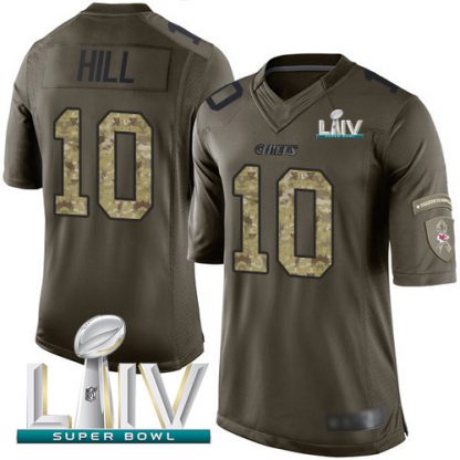 Nike Kansas City Chiefs #10 Tyreek Hill Green Super Bowl LIV 2020 Men's Stitched NFL Limited 2015 Salute to Service Jersey