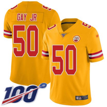 Nike Kansas City Chiefs #50 Willie Gay Jr. Gold Youth Stitched NFL Limited Inverted Legend 100th Season Jersey