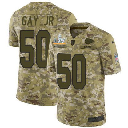 Nike Kansas City Chiefs #50 Willie Gay Jr. Camo Youth Super Bowl LV Bound Stitched NFL Limited 2018 Salute To Service Jersey