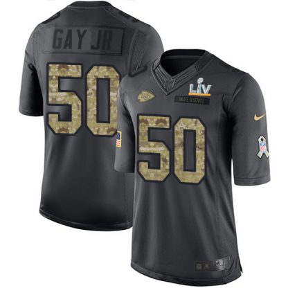 Nike Kansas City Chiefs #50 Willie Gay Jr. Black Youth Super Bowl LV Bound Stitched NFL Limited 2016 Salute to Service Jersey