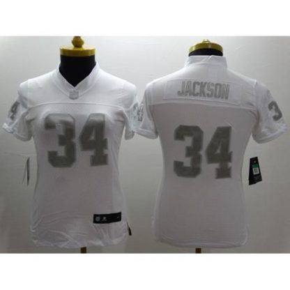 Nike Las Vegas Raiders #34 Bo Jackson White Women's Stitched NFL Limited Platinum Jersey