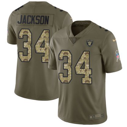 Nike Las Vegas Raiders #34 Bo Jackson Olive/Camo Men's Stitched NFL Limited 2017 Salute To Service Jersey