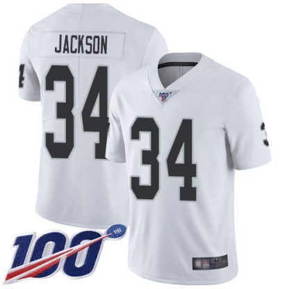 Nike Las Vegas Raiders #34 Bo Jackson White Men's Stitched NFL 100th Season Vapor Limited Jersey