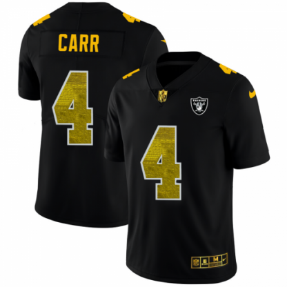 Las Vegas Las Vegas Raiders #4 Derek Carr Men's Black Nike Golden Sequin Vapor Limited NFL Jersey