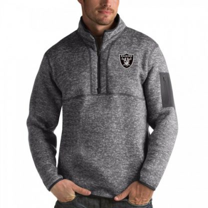 Las Vegas Las Vegas Raiders Antigua Fortune Quarter-Zip Pullover Jacket Charcoal