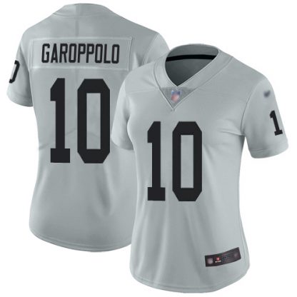 Nike Las Vegas Raiders #10 Jimmy Garoppolo Silver Women's Stitched NFL Limited Inverted Legend Jersey